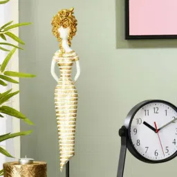 @home by Nilkamal White & Gold Polyresin Lady On Stand Decorative Show Piece-image-49