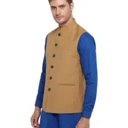 modi jacket Modi Jackets Brown Regular Fit Bundi Jacket image 3