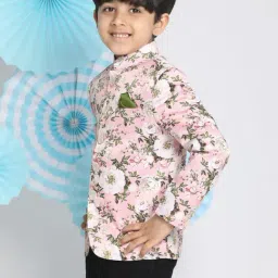 VASTRAMAY Kids Pink & White Floral Print Jacket image 3