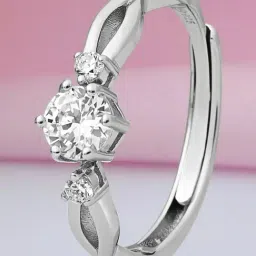 Zavya Twisted Solitaire Rhodium Plated 925 Sterling Silver Ring-image-94