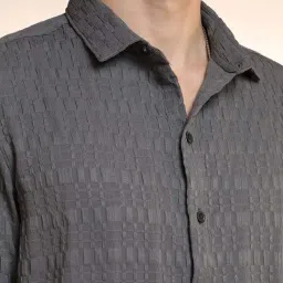 Campus Sutra Grey Regular Fit Texture Shirt image 5