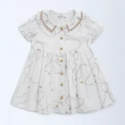 HOP Baby by Westside White Embroidered Cotton A-Line Dress-picture-12