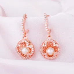 GIVA 925 Silver Rose Gold Filigree Pearl Grace Earrings for Women & Girls-image-10
