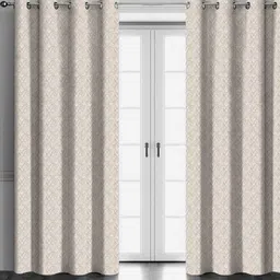 HOMEBREW FURNISHINGS Beige & White 2 Pieces Printed Room Darkening Door Curtains-picture-26