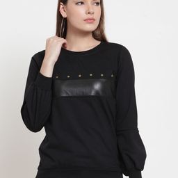 Belle Fille Women Black Solid Sweatshirt-picture-24