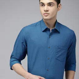 Arrow Manhattan Slim Fit Textured Self Design Pure Cotton Formal Shirt-image-52