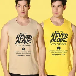 WOOSTRO Men Pack Of 2 Printed Raw Edge Slim Fit T-shirt image 3