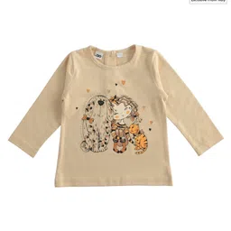 iDO Italy Cotton Full Sleeves T-Shirt Printed - Beige-image-6