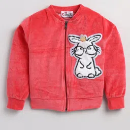 M'andy Velvet Full Sleeves Sequin Embellished & Rabbit Detailed Jacket - Pink-picture-11