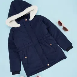 Pantaloons Junior Full Sleeves Solid Jacket - Dark Navy-picture-23