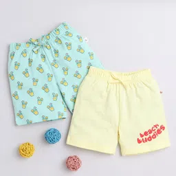 BUMZEE Cotton Knit Above Knee Length Beach Theme Printed Shorts Pack of 2 - Yellow & Mint-picture-27
