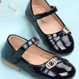 Cute Walk by Babyhug Velcro Closure Ballerina with Embellishment - Black-picture-22