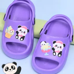 Yellow Bee Solid Slingback Panda Applique Detailed Clogs -Purple-picture-11