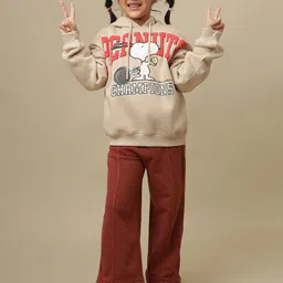 Kids Ville Girls Snoopy Printed Oversized Hooded Pullover-picture-20