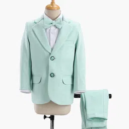 Babyhug Full Sleeves Party Suit With Bow Solid- Mint image 2