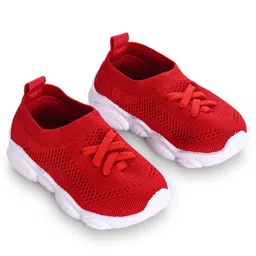Babyoye Slip On Sneakers with Lace Detailing - Red image 2
