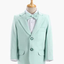 Babyhug Full Sleeves Party Suit With Bow Solid- Mint image 3