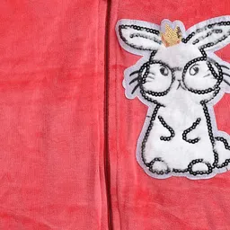 M'andy Velvet Full Sleeves Sequin Embellished & Rabbit Detailed Jacket - Pink image 4