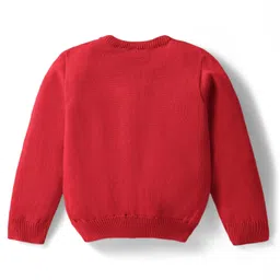 Babyhug Knitted Full Sleeves Sweater Set With Happy Holidays Design - Red image 3