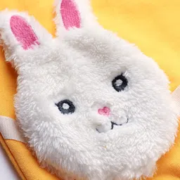 Babyhug Cotton Knit Drop Shoulder Full Sleeves Sweatshirt with Bunny Applique - Yellow image 3