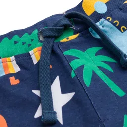 Babyhug Cotton Single Jersey Knit Shorts with Animal & Vehicle Print - Navy Blue image 3