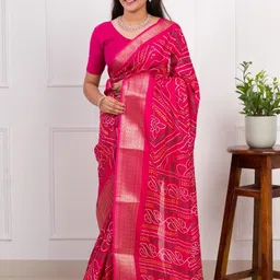 KCPC BANDHANI Pink Silk Cotton Sarees image 3