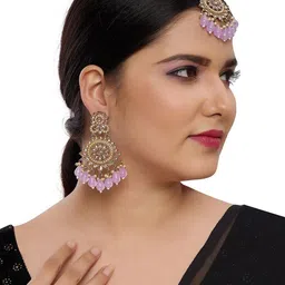 R A Enterprises Purple Alloy Gold-Plated Jewellery Set image 1