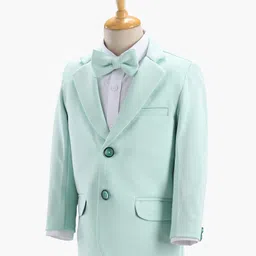 Babyhug Full Sleeves Party Suit With Bow Solid- Mint image 4