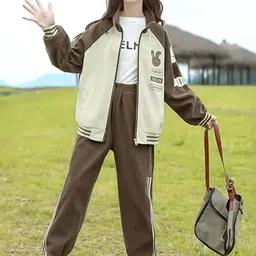INCLUD Girls Bunny Face Printed Zipper Jacket With Jogger-picture-35