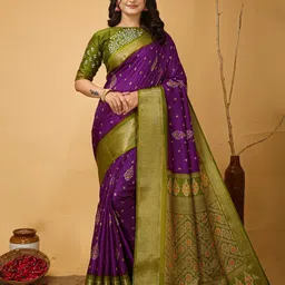 Panzora Woven Design Kanjeevaram Saree With Unstitched Blouse Piece-image-54