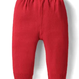 Babyhug Knitted Full Sleeves Sweater Set With Happy Holidays Design - Red image 5