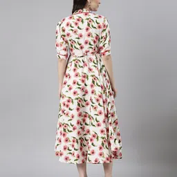 Chandbaali Floral Print Puff Sleeve Fit & Flare Midi Dress image 2