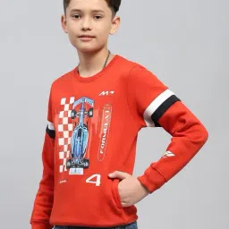 Monte Carlo Boys Orange Cotton Blend Printed Sweatshirt image 5