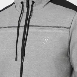 Van Heusen Grey Regular Fit Colour Block Hooded Jacket image 4