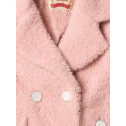 Blue Giraffe Girl Pink Textured Regular Fit Overcoat image 4