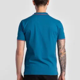 Reid & Taylor Teal Cotton Regular Fit Polo T-Shirt image 2