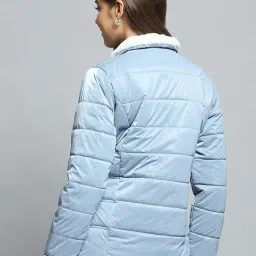 Monte Carlo Women's Blue Solid Collar Neck Full Sleeve Jacket image 4