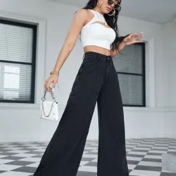 Kotty Black Cotton Lycra Solid Jeans image 4