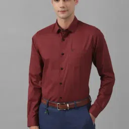 Allen Solly Cardinal Red Cotton Slim Fit Printed Shirt-image-24