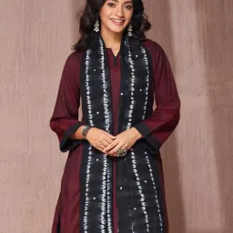 Fabindia Black Wool Regular Fit Tie & Dye Stole image 4