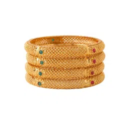 NVR Gold Plated Traditional Bangles for Women Set of 4 image 4
