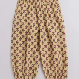 The Magic Wand Kids Yellow & Lilac Cotton Floral Print Kurta Set image 4