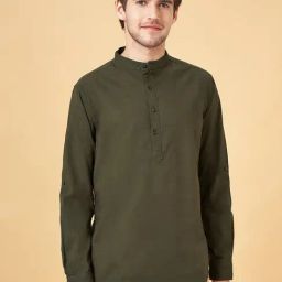 Urban Ranger by Pantaloons Green Olive Cotton Slim Fit Shirt-picture-1