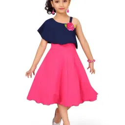 Aarika Kids Navy & Pink Solid Dress-image-70