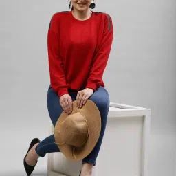 KASSUALLY Red Cotton Relaxed Fit Sweatshirt image 4