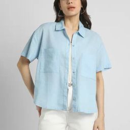 American Eagle Blue Cotton Solid Shirt-picture-11
