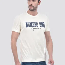 Numero Uno Cream Cotton Regular Fit Printed T-Shirt image 4