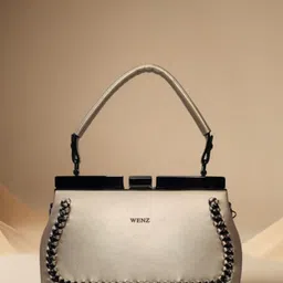 Wenz Women Solid Structured Buckle Detail Handheld Bag image 4