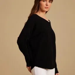 Kazo Black Polyester Relaxed FitSweaters image 4