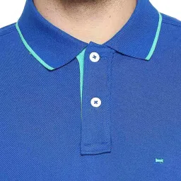 Basics Lapis Blue Cotton Muscle Fit Polo T-Shirt image 4